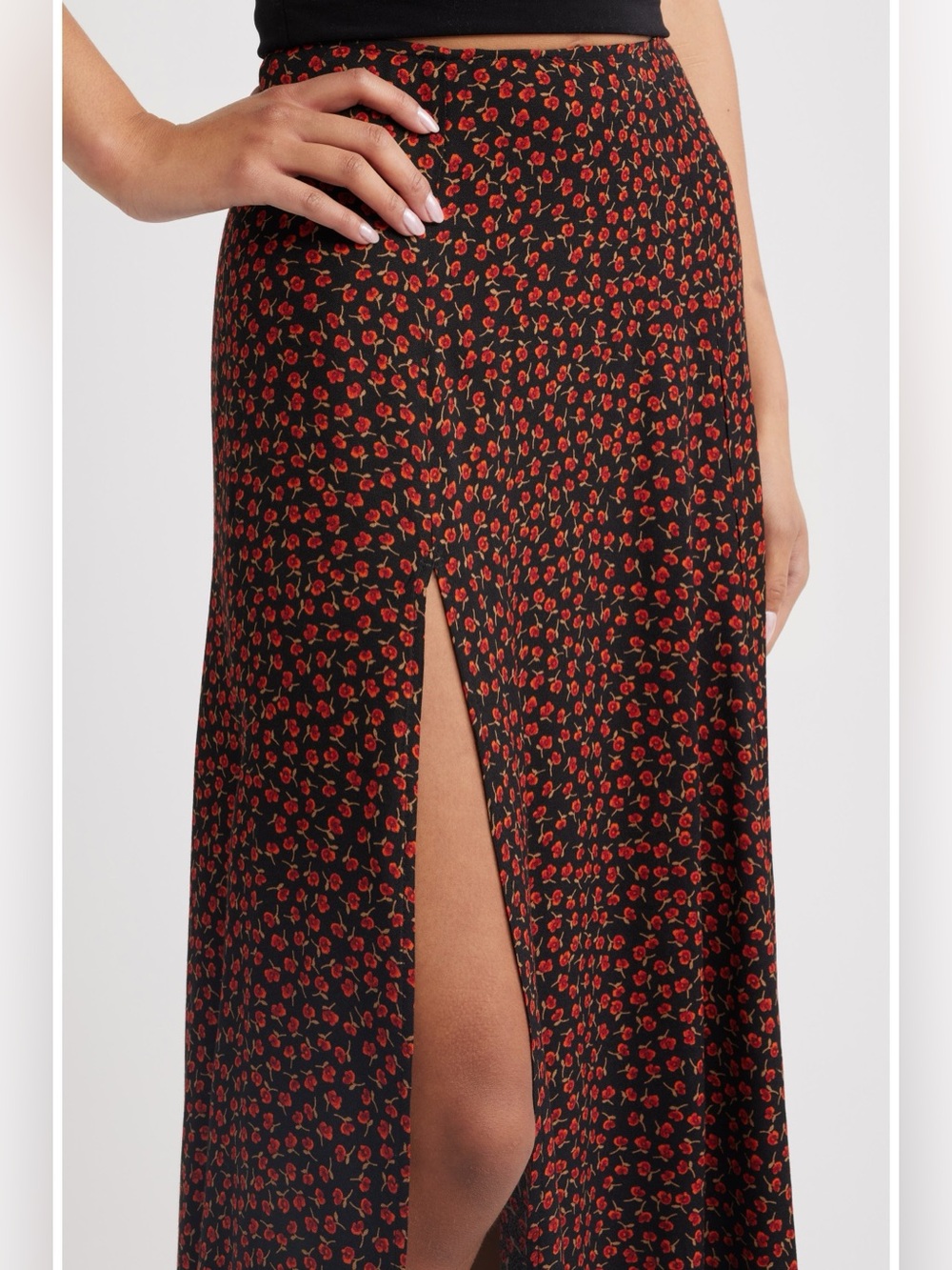 NEW Reformation Zoe Floral Side Slit Midi Skirt, Size 2